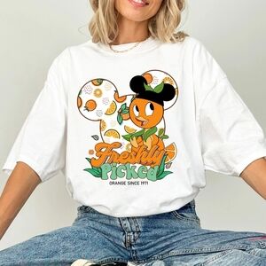 Mickey Head Orange Bird White T-Shirt
